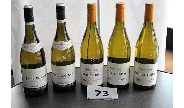 5 div flessen à 75cl witte wijn, wo Héritiers Auvigue Pouilly-Fuissé, 2017